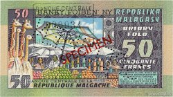 50 Francs - 10 Ariary Spécimen MADAGASCAR  1974 P.062s FDC