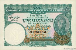 25 Cents MALAYA  1940 P.03 AU+