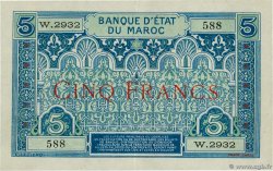 5 Francs MAROCCO  1924 P.09 q.AU