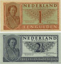 1 et 2,5 Gulden Lot NIEDERLANDE  1945 P.072 et P.073 ST