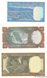1, 2 et 5 Dollars Lot RODESIA  1977 P.34c, P.35b et P.36b SC+