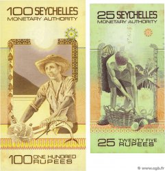 25 et 100 Rupees Petit numéro SEYCHELLES  1979 P.27a NEUF