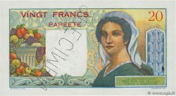 20 Francs Spécimen TAHITI  1951 P.21as FDC
