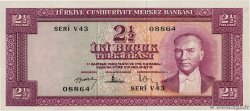 2 1/2 Lira TURKEY  1957 P.152a XF+
