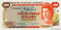 100 Dollars Petit numéro BERMUDA  1982 P.33a UNC