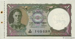 1 Rupee CEYLON  1948 P.034 fST+