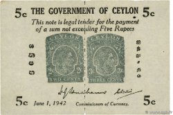 5 Cents CEYLON  1942 P.042b AU