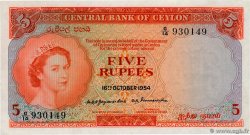 5 Rupees CEYLON  1954 P.054 ST