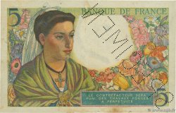 5 Francs BERGER Spécimen FRANCE  1943 F.05.01Spn VF