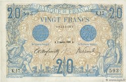 20 Francs BLEU Fauté FRANCIA  1906 F.10.01 MBC