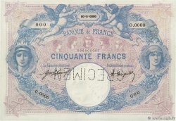 50 Francs BLEU ET ROSE Spécimen FRANCE  1920 F.14.33Sp2 XF+