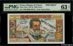 5000 Francs HENRI IV Spécimen FRANKREICH  1957 F.49.01Spn fST