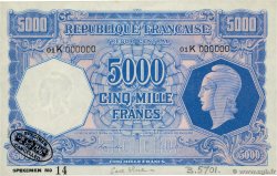 5000 Francs MARIANNE Spécimen FRANCE  1945 VF.14.00Sn