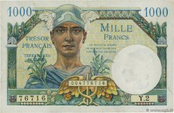 1000 Francs TRÉSOR FRANÇAIS FRANKREICH  1947 VF.33.02 fVZ