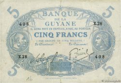 5 Francs Cabasson bleu FRENCH GUIANA  1933 P.01b BC