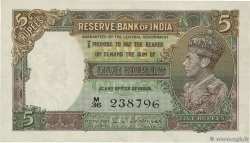 5 Rupees INDIA  1943 P.018b XF+