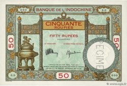 50 Roupies - 50 Rupees Spécimen FRENCH INDIA  1936 P.07as XF