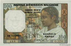 100 Francs - 20 Ariary MADAGASCAR  1961 P.052 SC+