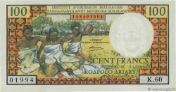 100 Francs - 20 Ariary MADAGASCAR  1966 P.057a UNC-