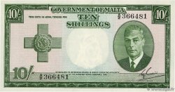 10 Shillings MALTE  1951 P.21 q.FDC