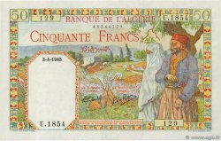 50 Francs ARGELIA  1945 P.087 FDC