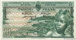 20 Francs BELGIAN CONGO  1957 P.31 XF+