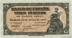 5 Pesetas ESPAÑA  1937 P.106a SC+