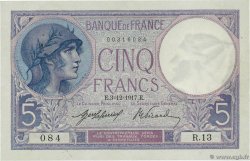 5 Francs FEMME CASQUÉE FRANCIA  1917 F.03.01 AU