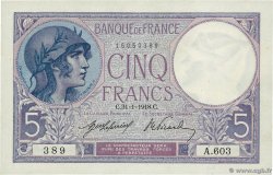 5 Francs FEMME CASQUÉE FRANCE  1918 F.03.02 SUP+