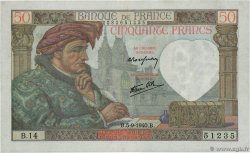 50 Francs JACQUES CŒUR FRANCIA  1940 F.19.02 MBC
