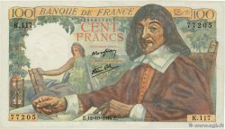 100 Francs DESCARTES FRANCIA  1944 F.27.08 SC+