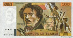 100 Francs DELACROIX modifié Fauté FRANCE  1984 F.69.08b UNC-