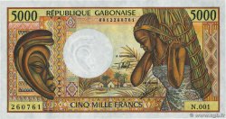 5000 Francs GABON  1991 P.06b AU+