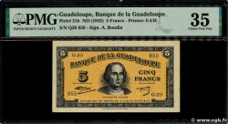 5 Francs GUADELOUPE  1945 P.21b fVZ