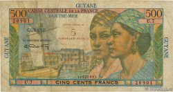 5 NF sur 500 Francs Pointe à Pitre FRENCH GUIANA  1960 P.30 RC+