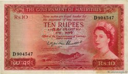10 Rupees MAURITIUS  1954 P.28 F+
