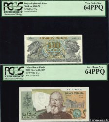 500 Lire Lot ITALIA  1966 P.093a et P.103c q.FDC