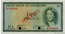 10 Francs Spécimen LUSSEMBURGO  1954 P.48s AU
