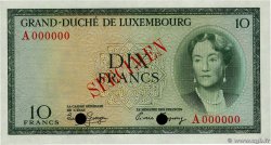 10 Francs Spécimen LUXEMBURGO  1954 P.48s FDC