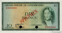 10 Francs Spécimen LUXEMBURGO  1954 P.48s FDC