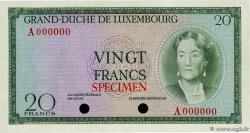 20 Francs Spécimen LUXEMBURGO  1955 P.49sct FDC