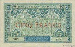 5 Francs MAROKKO  1921 P.08 fST