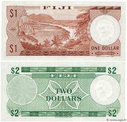1 et 2 Dollars Lot FIDJI  1974 P.071b et P.072c NEUF