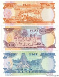 5, 10 et 20 Dollars Lot FIDJI  1992 P.093a, P.094a et P.095a NEUF