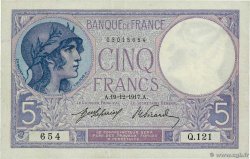 5 Francs FEMME CASQUÉE FRANCE  1917 F.03.01 TTB+