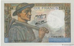 10 Francs MINEUR FRANCIA  1945 F.08.13 FDC