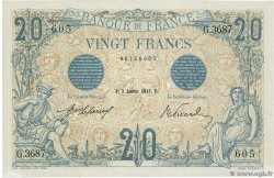 20 Francs BLEU FRANKREICH  1913 F.10.03 VZ