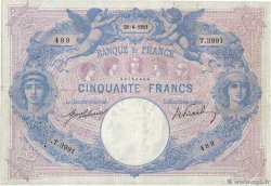 50 Francs BLEU ET ROSE FRANCE  1911 F.14.24 TB+