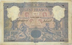 100 Francs BLEU ET ROSE FRANKREICH  1909 F.21.24 fS