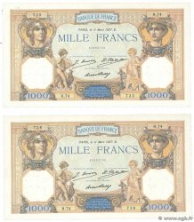 1000 Francs CÉRÈS ET MERCURE Consécutifs FRANCIA  1927 F.37.01 MBC+